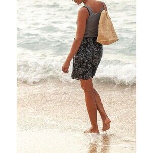 Rip Skirt Hawaii Wrap Skirt Length 2 Size Medium Shibori Charcoal Gray Black